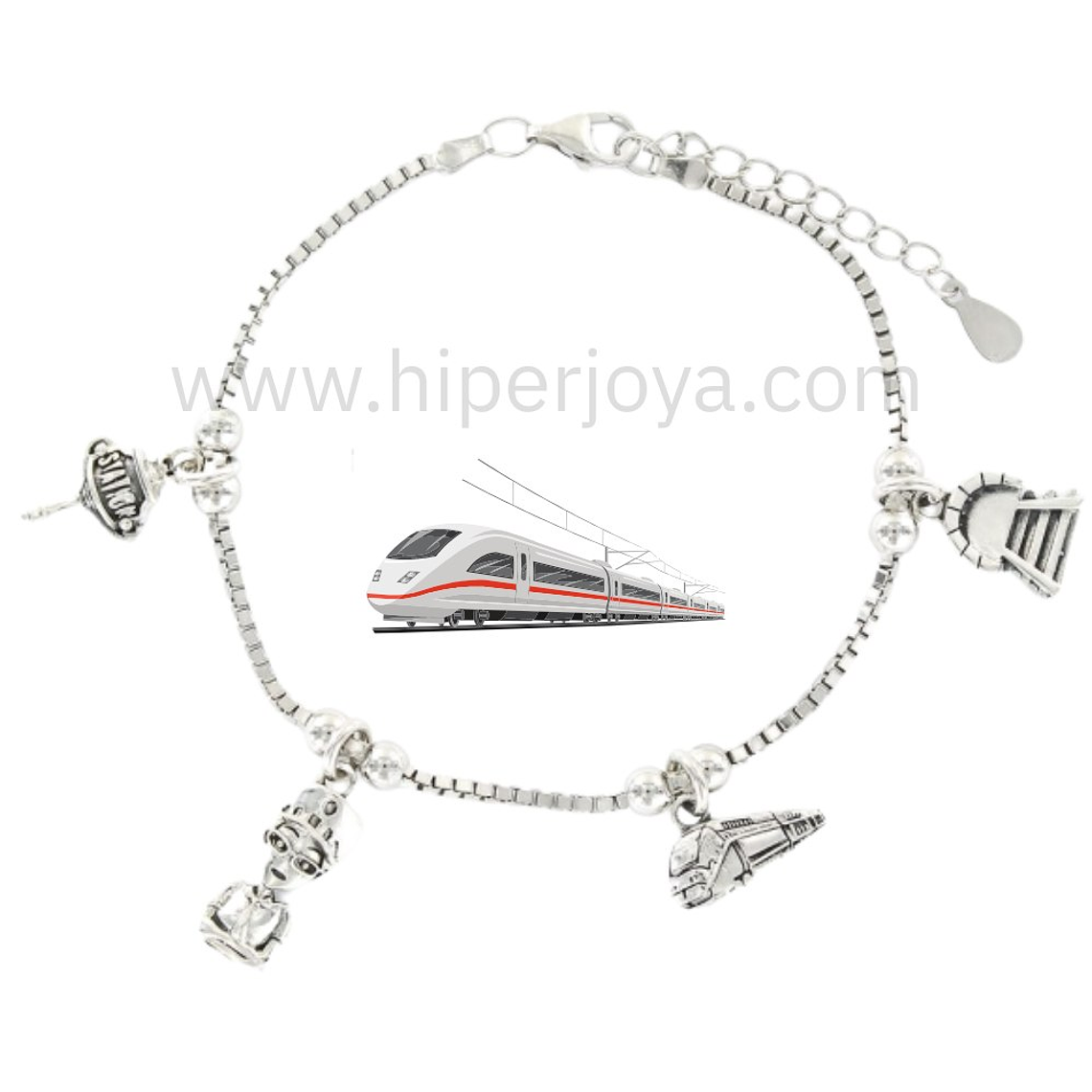 Pulsera conductora de tren plata 1
