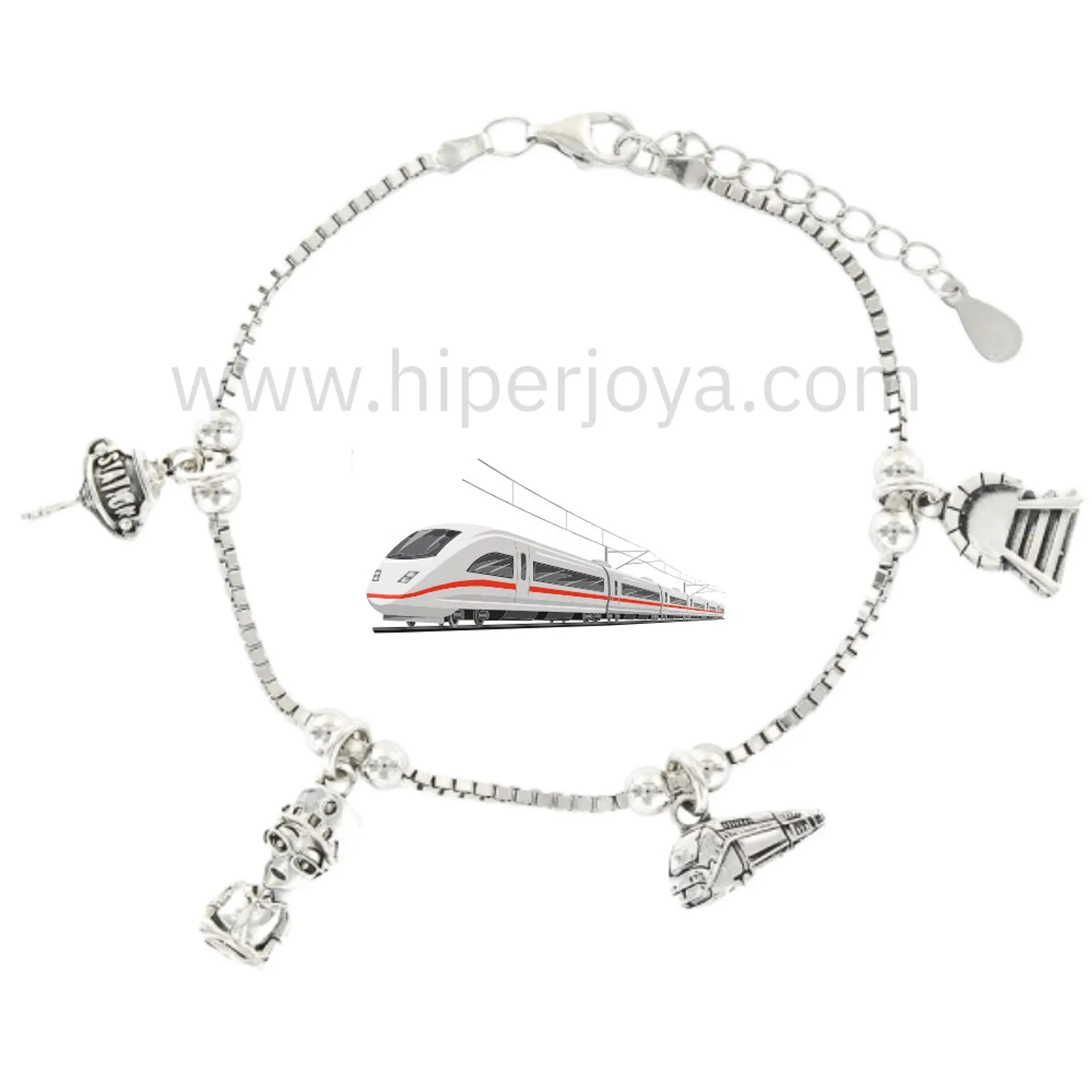 Pulsera conductora de tren plata 1