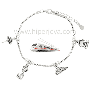Pulsera conductora de tren plata