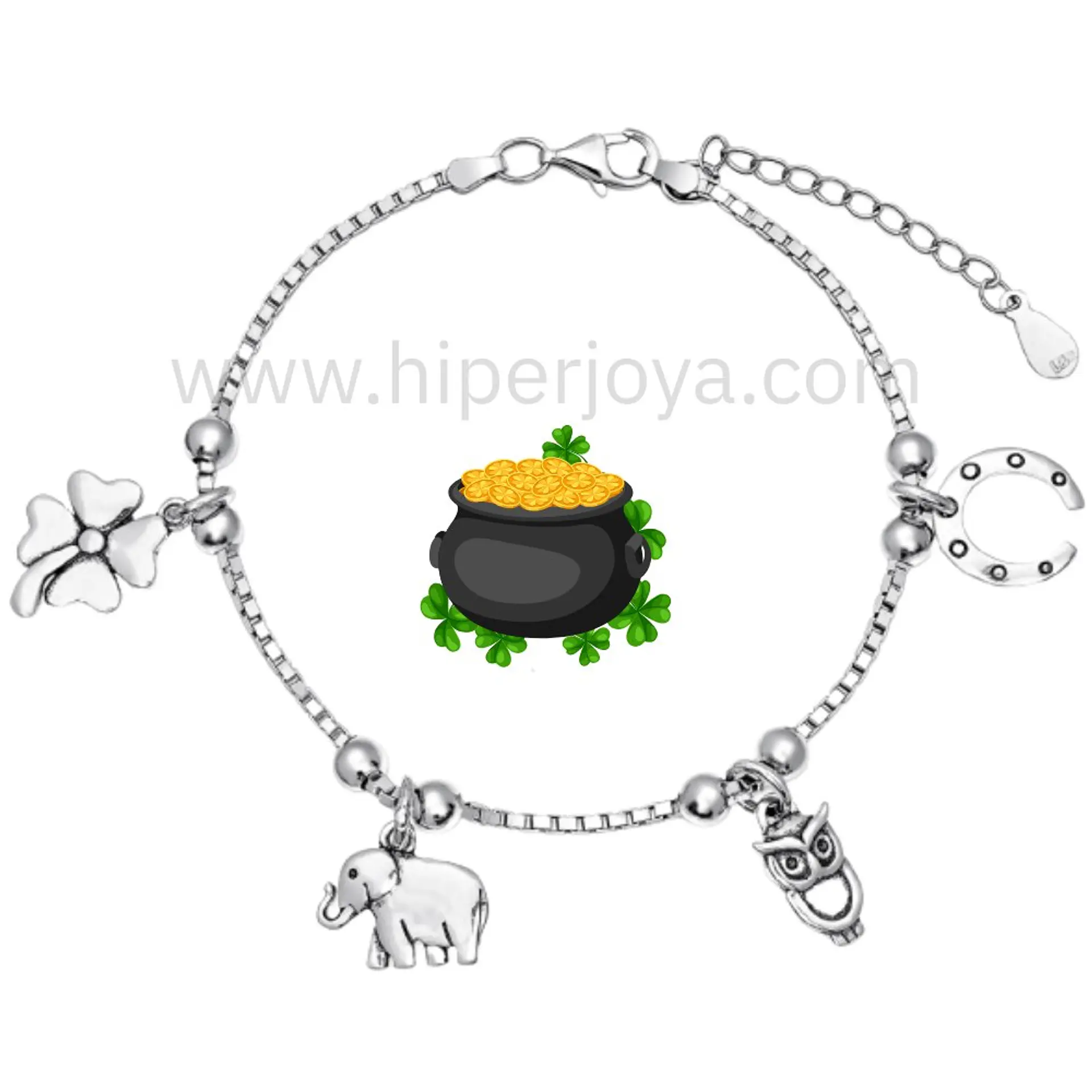 Pulsera de la suerte plata 1