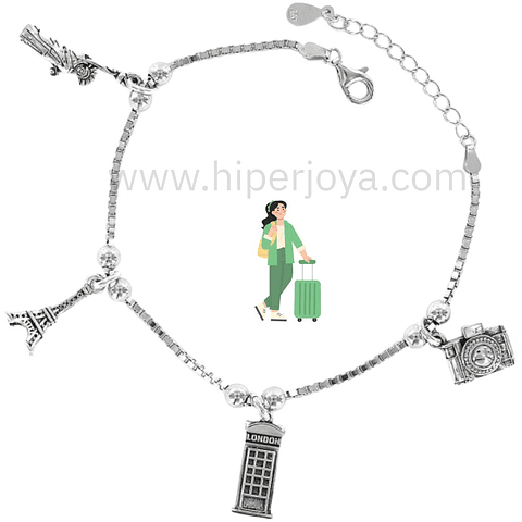 Pulsera de la viajera plata