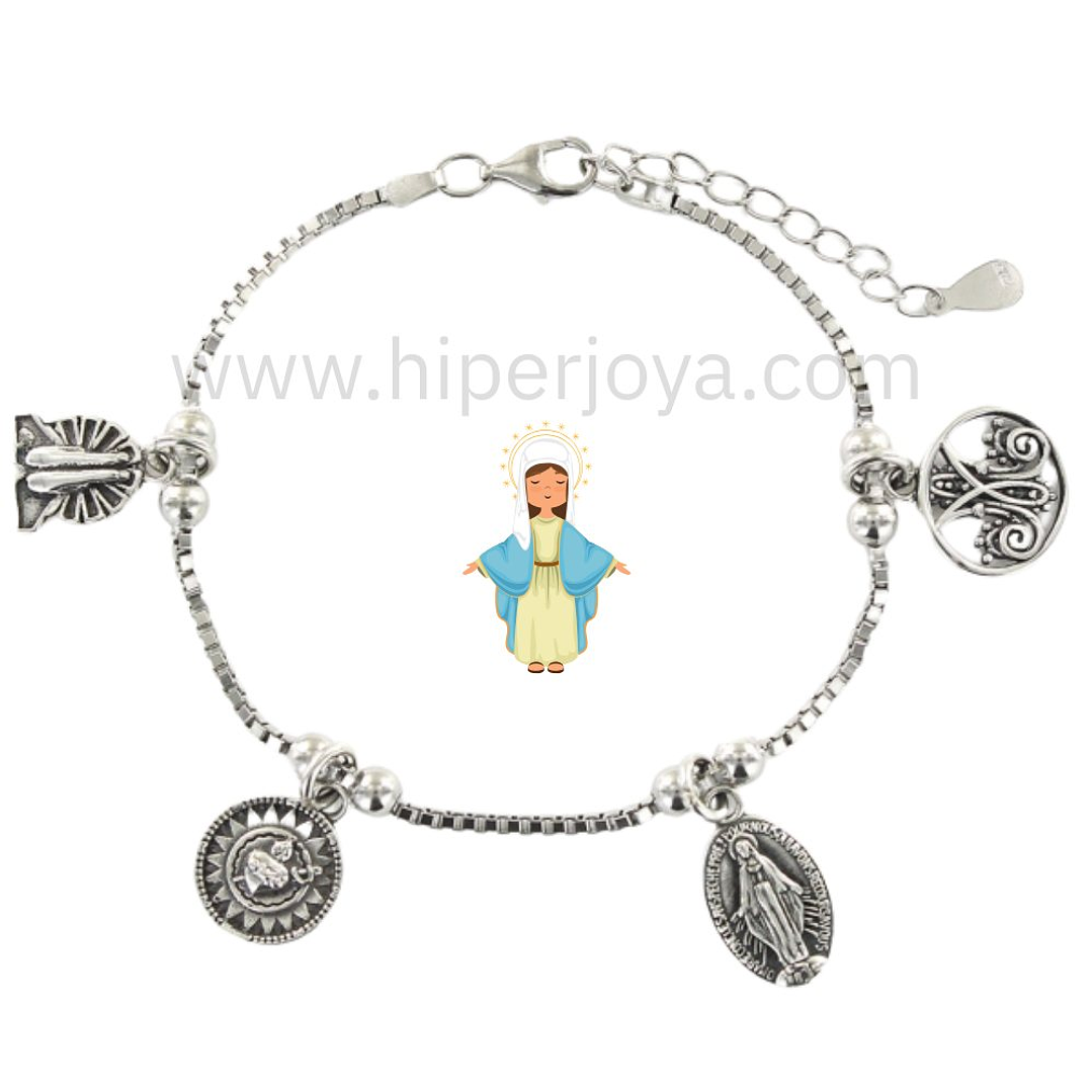 Pulsera de la Virgen Milagrosa plata 1