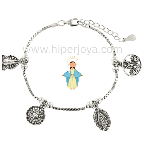 Pulsera de la Virgen Milagrosa plata