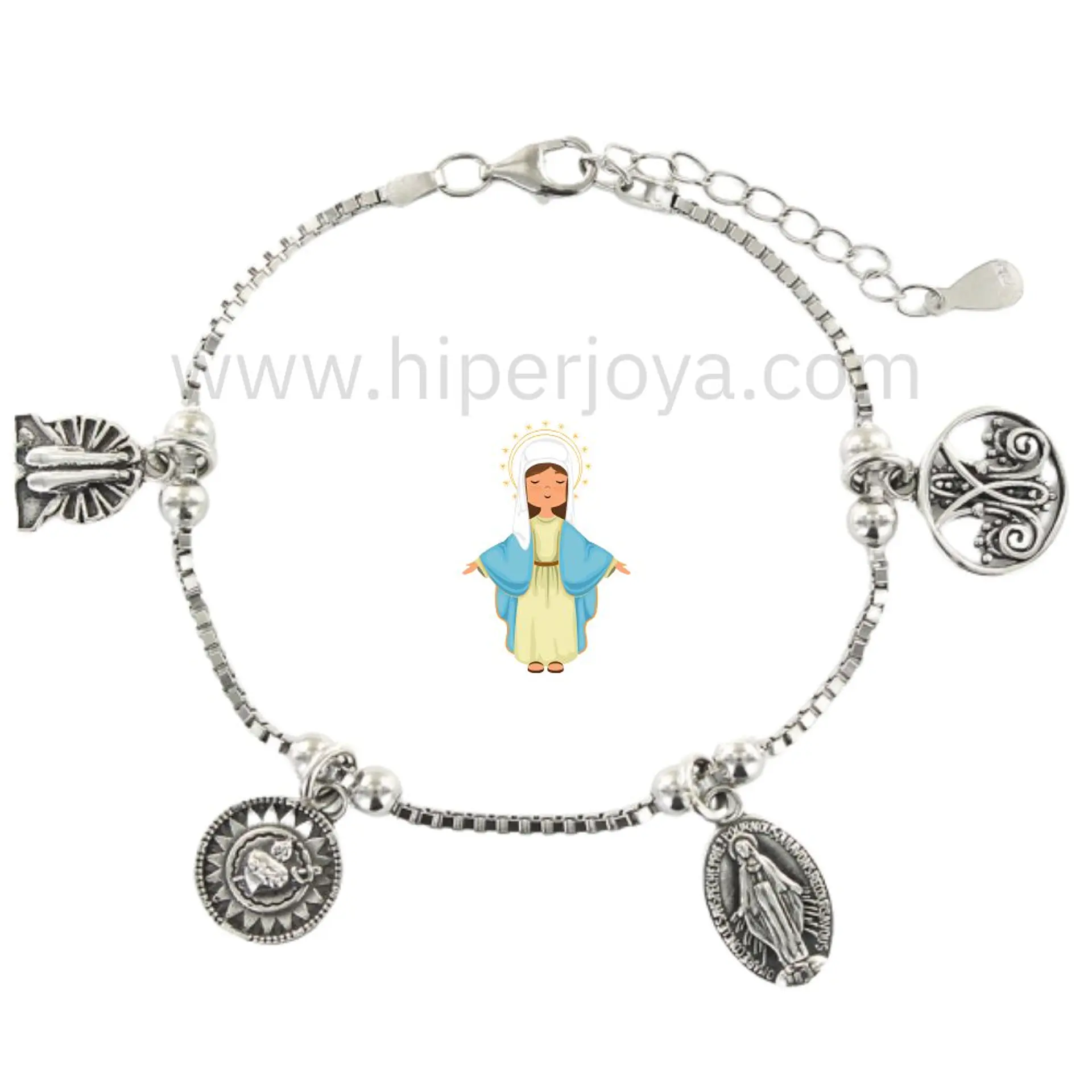 Pulsera de la Virgen Milagrosa plata 1