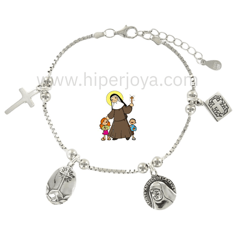 Pulsera Santa Angela de la Cruz plata