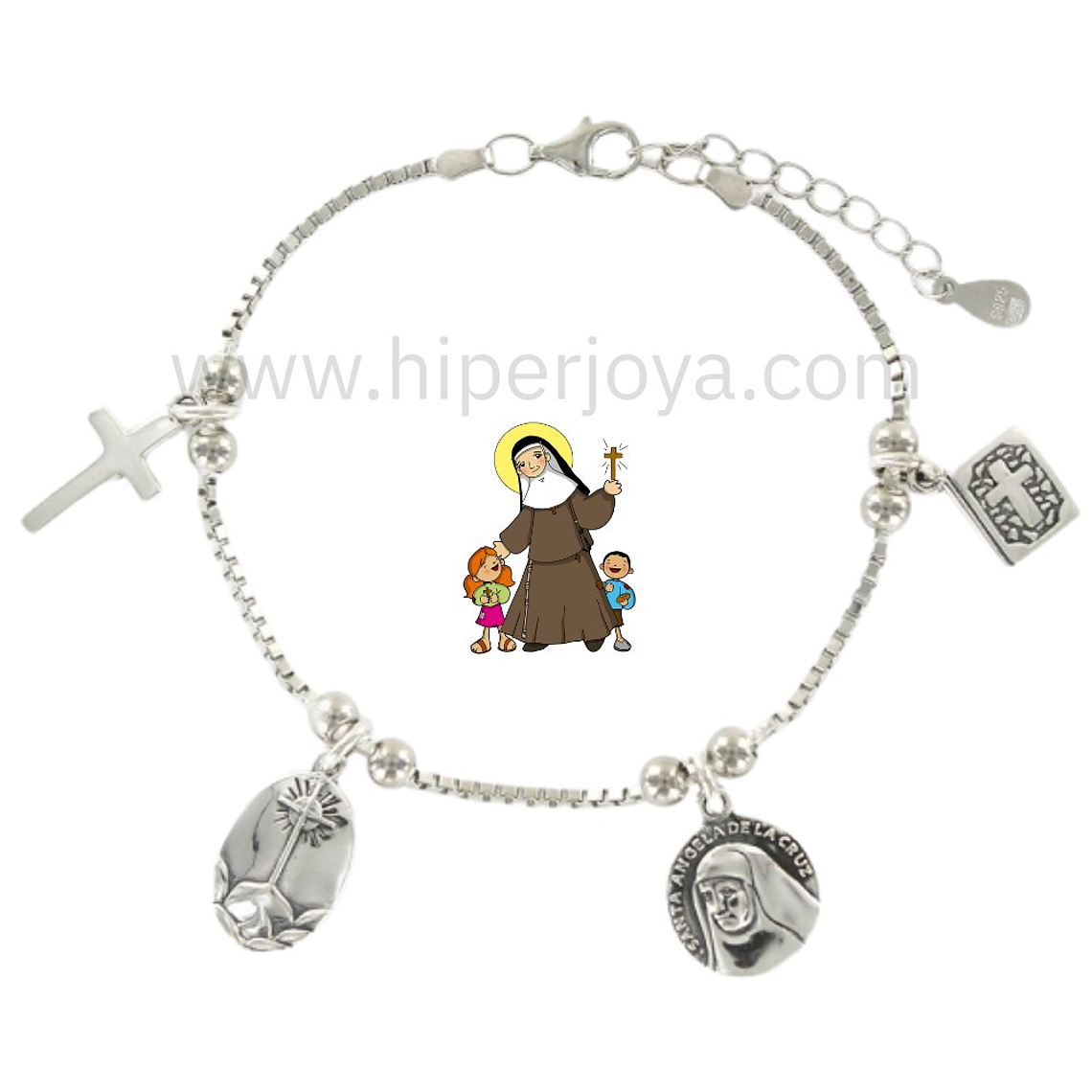 Pulsera Santa Angela de la Cruz plata 1