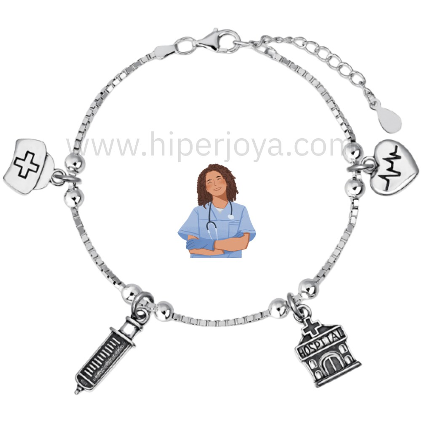 Pulsera de la enfermera plata 1