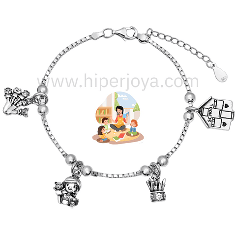 Pulsera de la educadora infantil plata