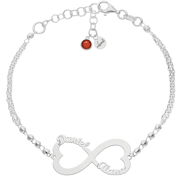 Pulsera personalizada infinito y nombres plata 1