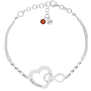 Pulsera personalizada corazón infinito plata