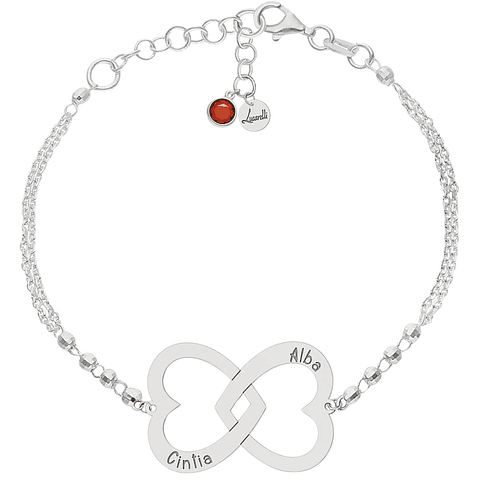 Pulsera personalizada corazones nombres plata