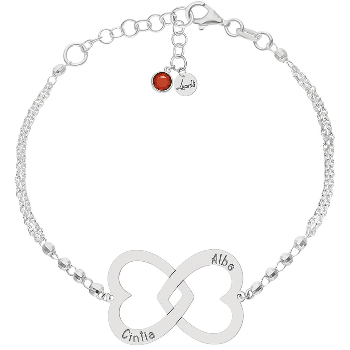 Pulsera personalizada corazones nombres plata 1