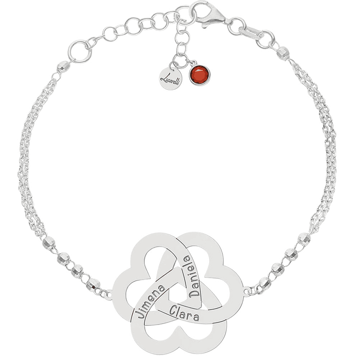 Pulsera personalizada corazones enlazados plata 1