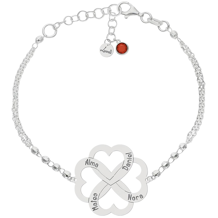 Pulsera personalizada corazones entrelazados plata 1