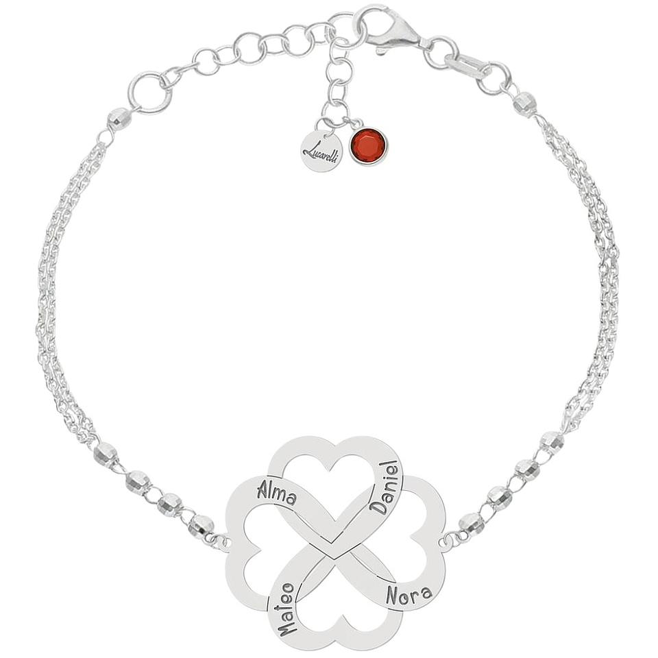 Pulsera personalizada corazones entrelazados plata 1