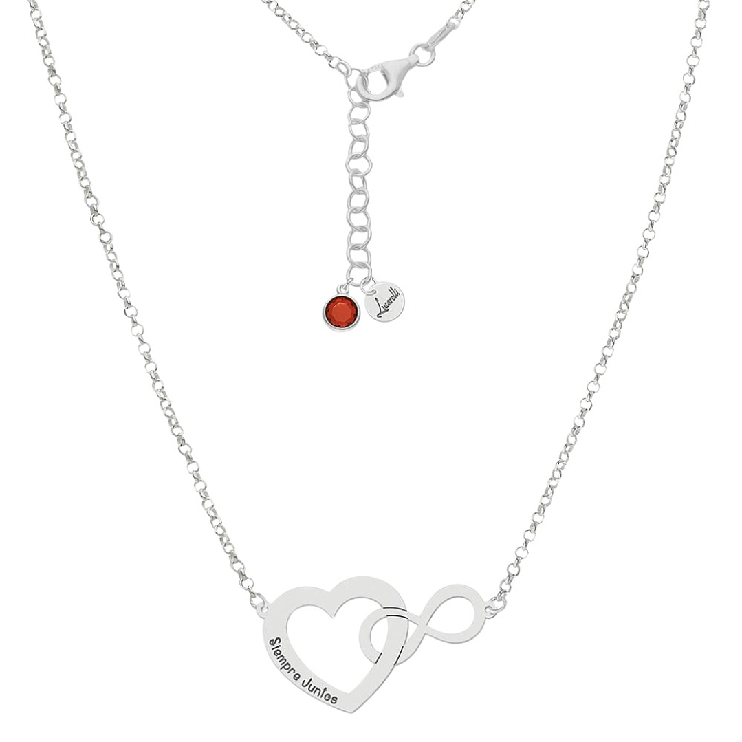 Colgante personalizado corazón infinito plata 1