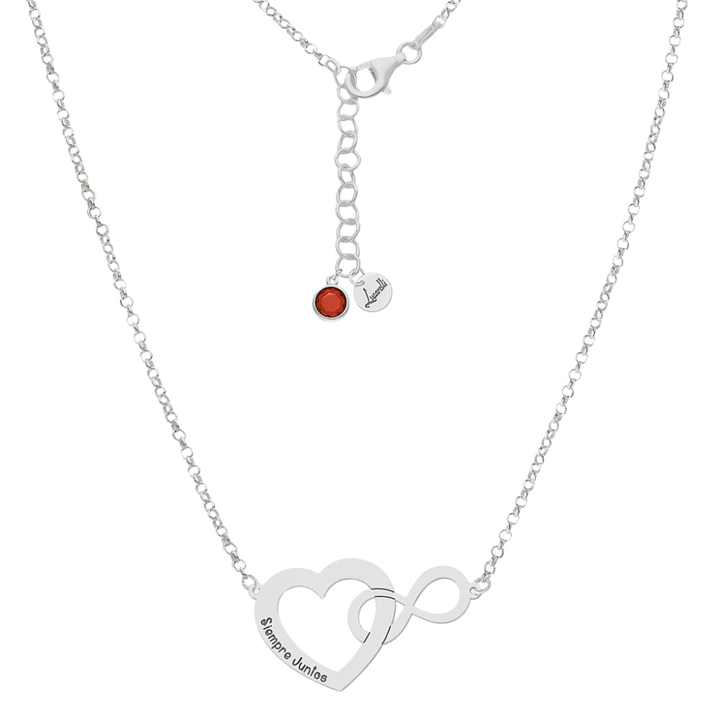 Colgante personalizado corazón infinito plata 1