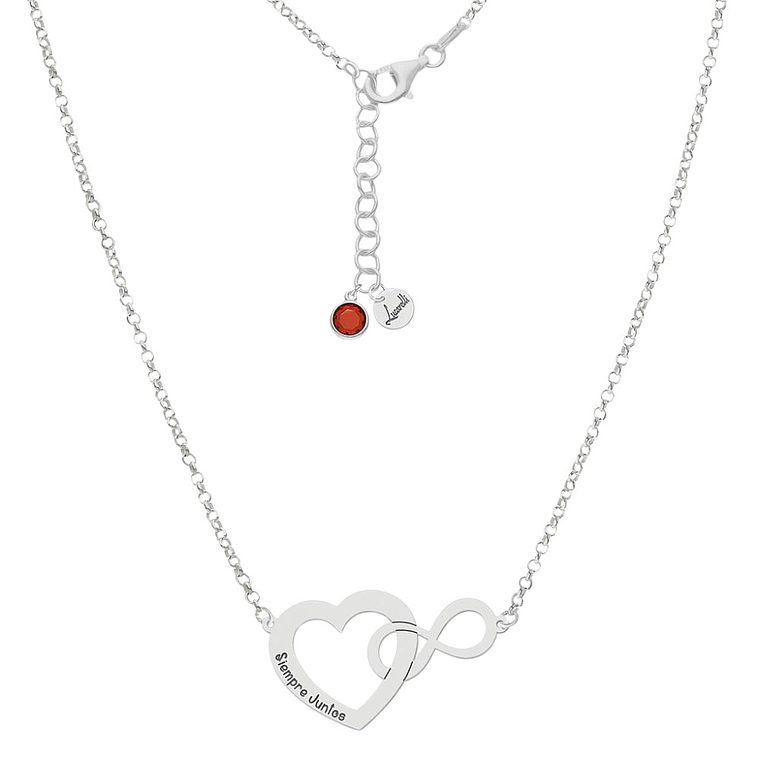 Colgante personalizado corazón infinito plata 1