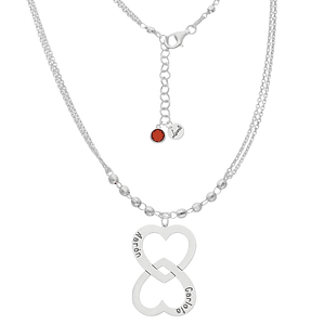 Colgante personalizado nombres en corazones plata