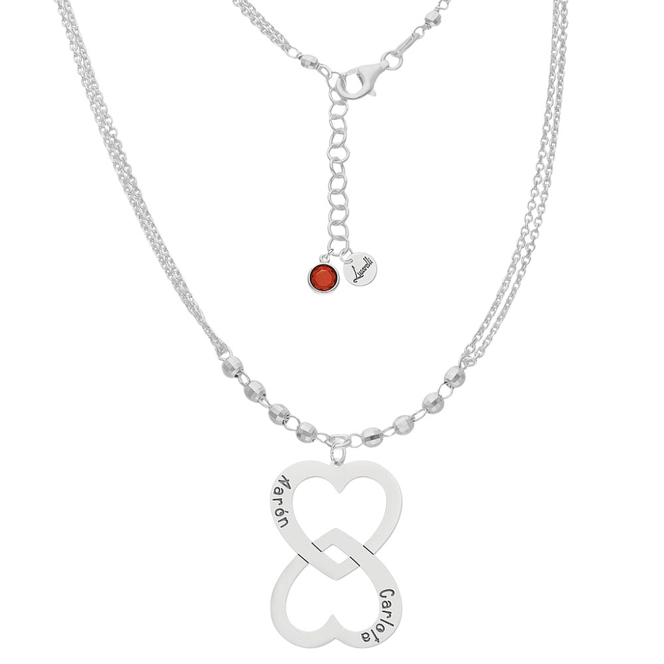 Colgante personalizado nombres en corazones plata 1