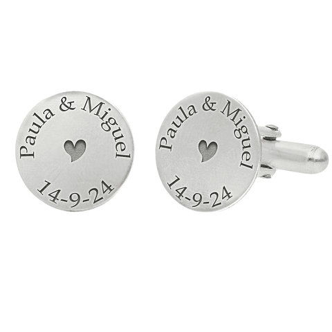 Gemelos personalizados nombres y fecha plata