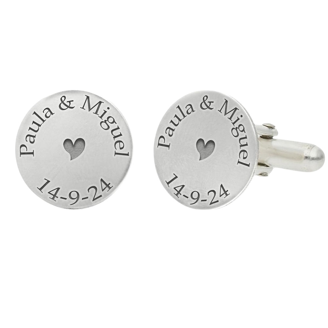Gemelos personalizados nombres y fecha plata 1