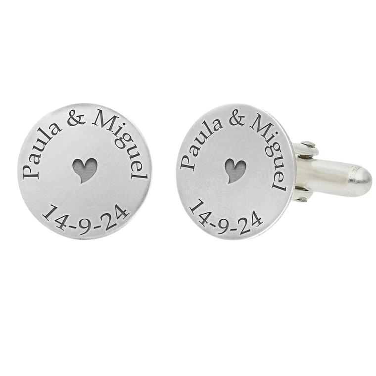 Gemelos personalizados nombres y fecha plata 1