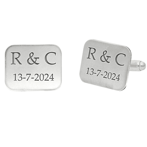 Gemelos personalizados iniciales y fecha plata