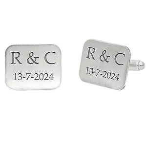 Gemelos personalizados iniciales y fecha plata