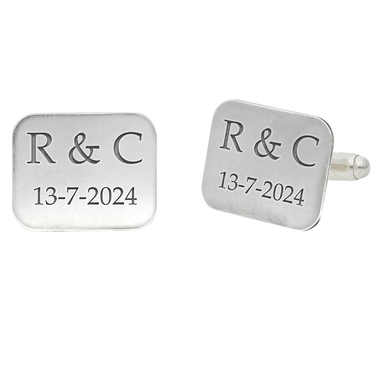 Gemelos personalizados iniciales y fecha plata 1