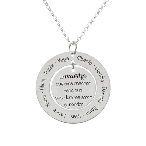 Colgante personalizado maestra leyenda plata