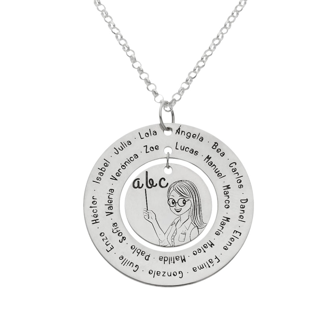 Colgante personalizado maestra nombres plata 1