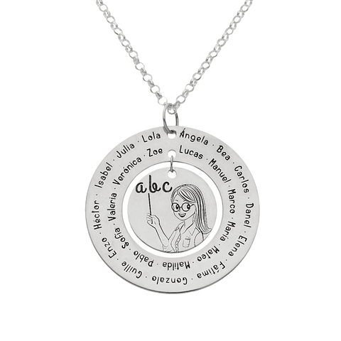 Colgante personalizado maestra nombres plata
