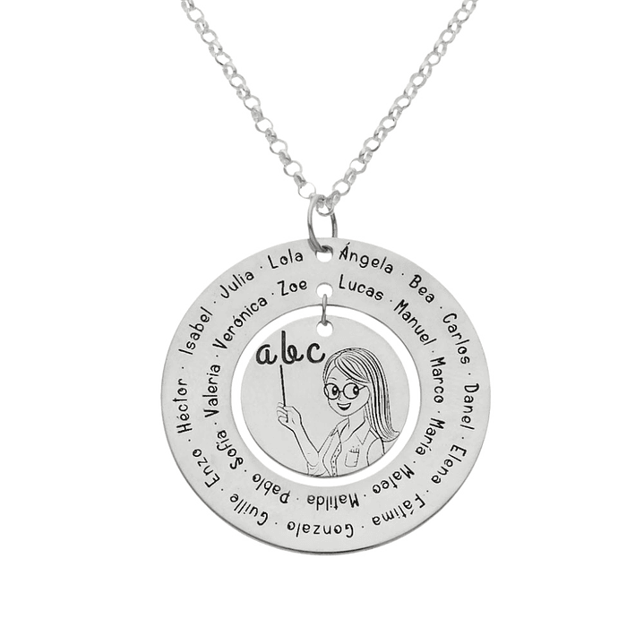 Colgante personalizado maestra nombres plata 1