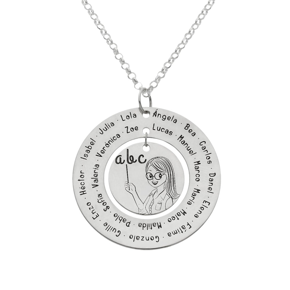 Colgante personalizado maestra nombres plata 1