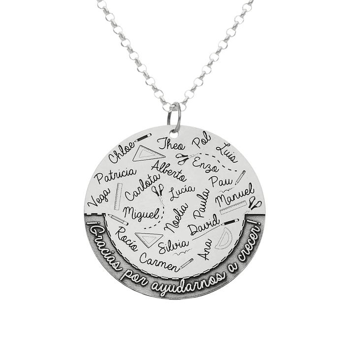 Colgante personalizado nombres y leyenda plata 1