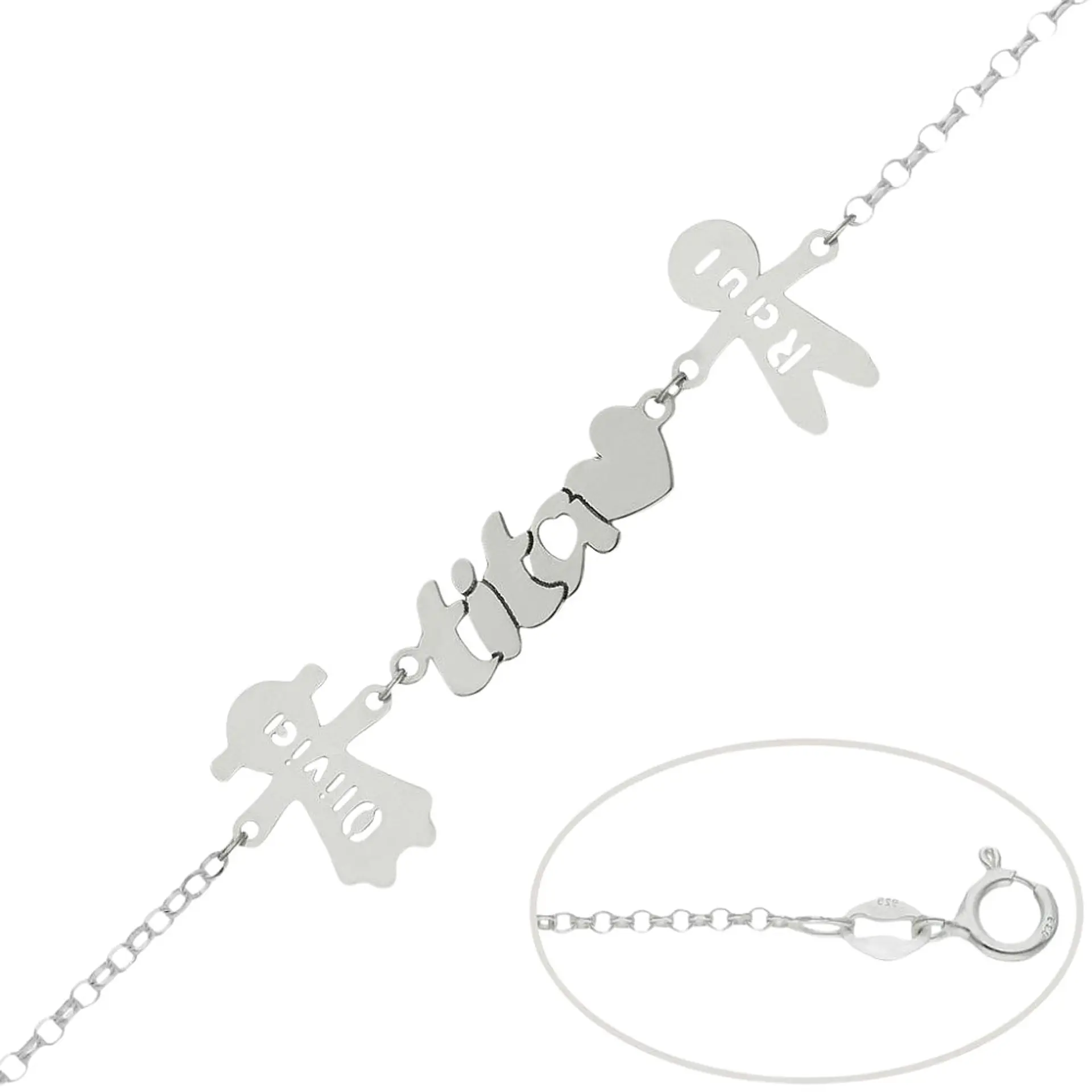 Pulsera personalizada tita y nombres de sobrinos plata 1