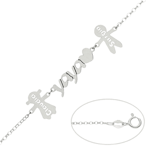 Pulsera personalizada yaya y nombres de nietos plata