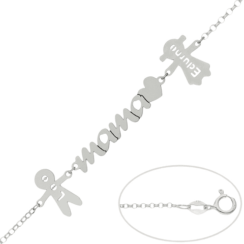Pulsera personalizada mamá y nombres de hijos plata