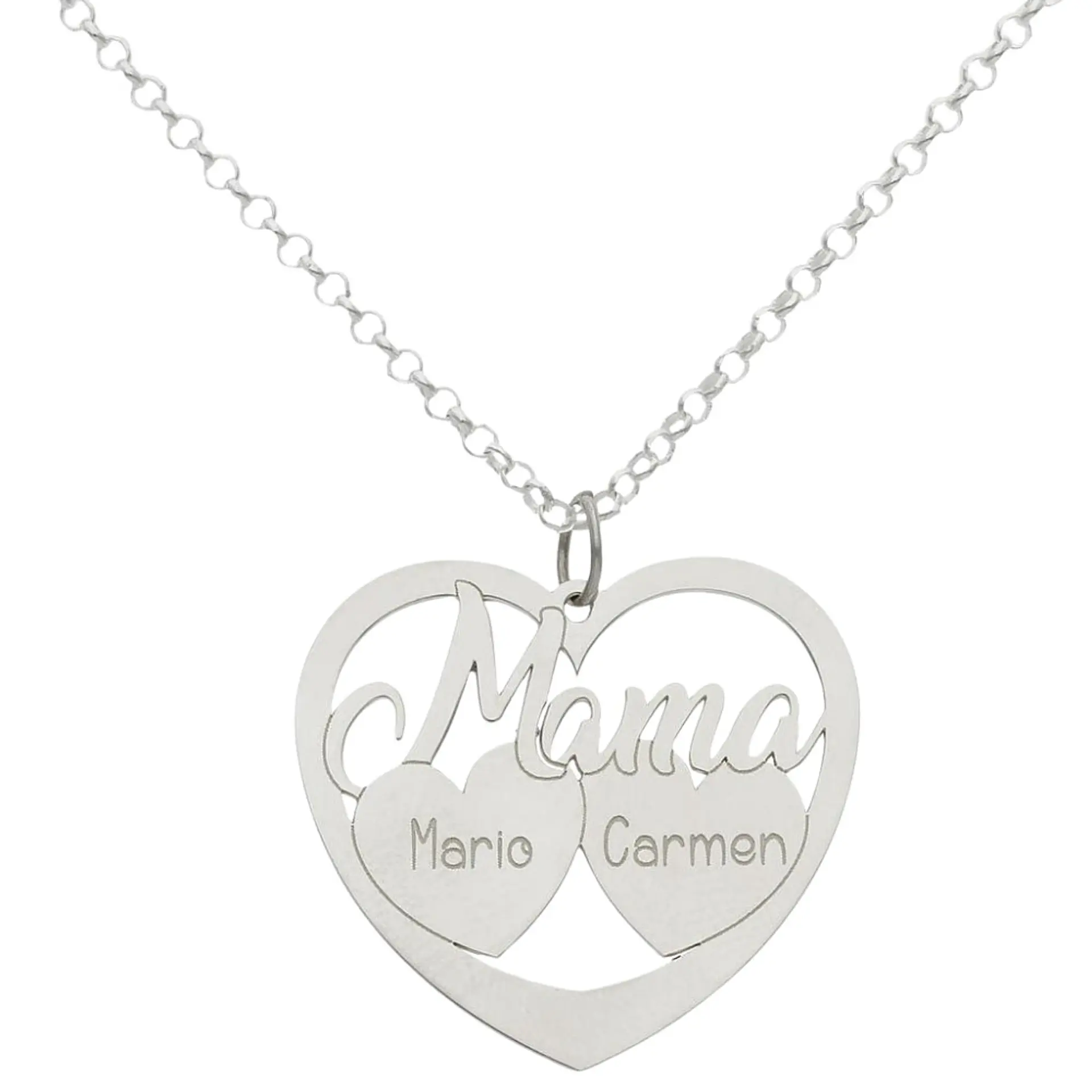 Colgante personalizado mamá e hijos plata 1