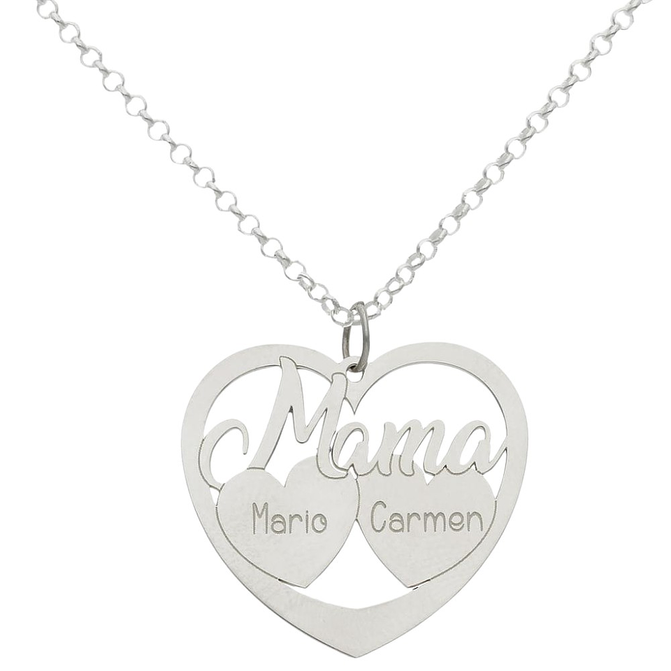 Colgante personalizado mamá e hijos plata 1