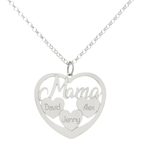 Colgante personalizado mamá y nombres de hijos plata