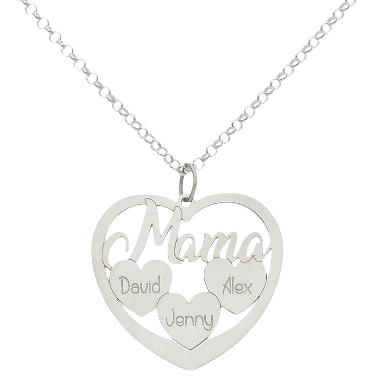 Colgante personalizado mamá y nombres de hijos plata 1