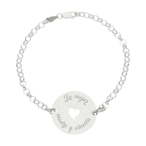 Pulsera personalizada abuela plata