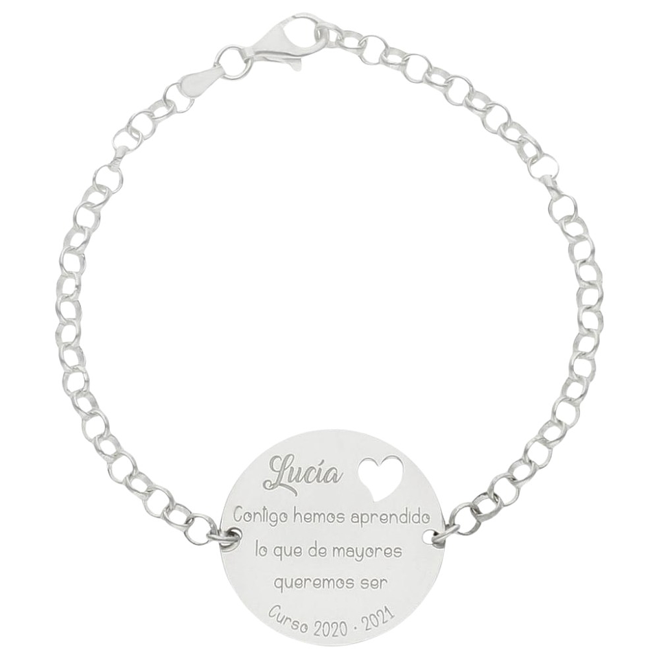 Pulsera personalizada maestra leyenda y curso plata 1