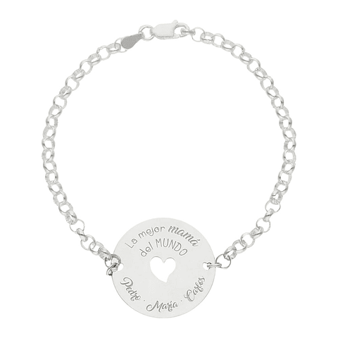 Pulsera personalizada leyenda mamá en plata