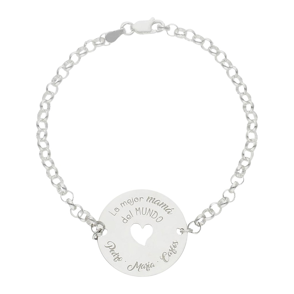 Pulsera personalizada leyenda mamá en plata 2