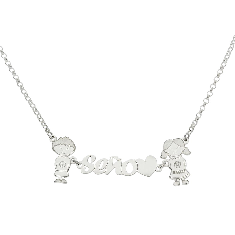 Colgante seño niño y niña plata 1