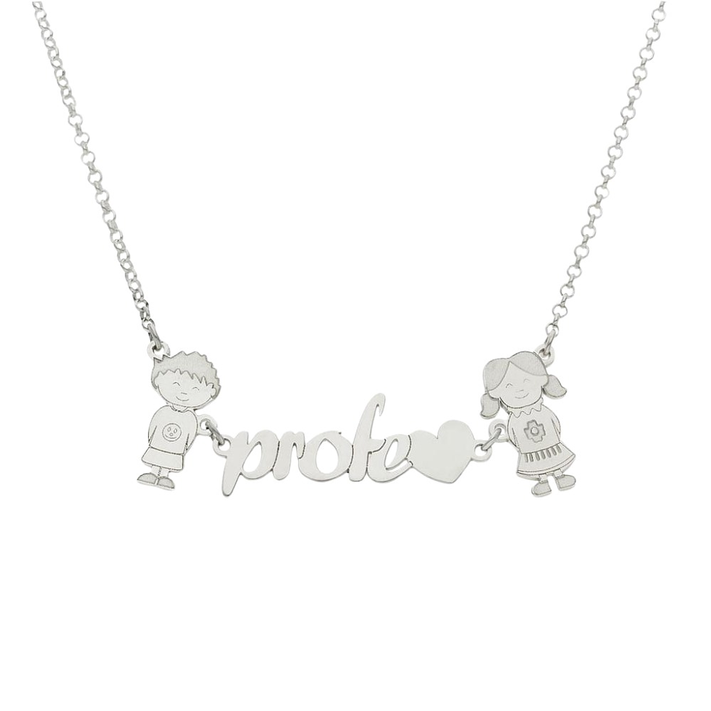 Colgante profe niño y niña plata  1