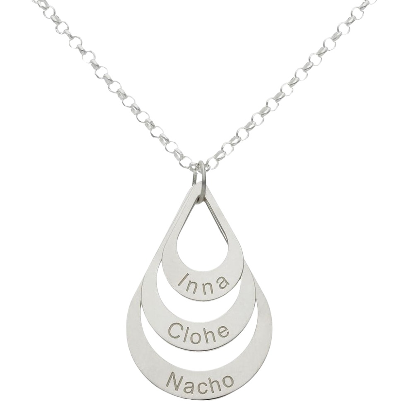 Colgante personalizado de tres nombres plata 1